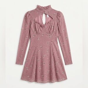 No Comment NY LA Floral Cut-Out Mini Dress Mauve Pink Size Small NWT